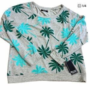 Michael Lauren Gray and Green Palm Sweater